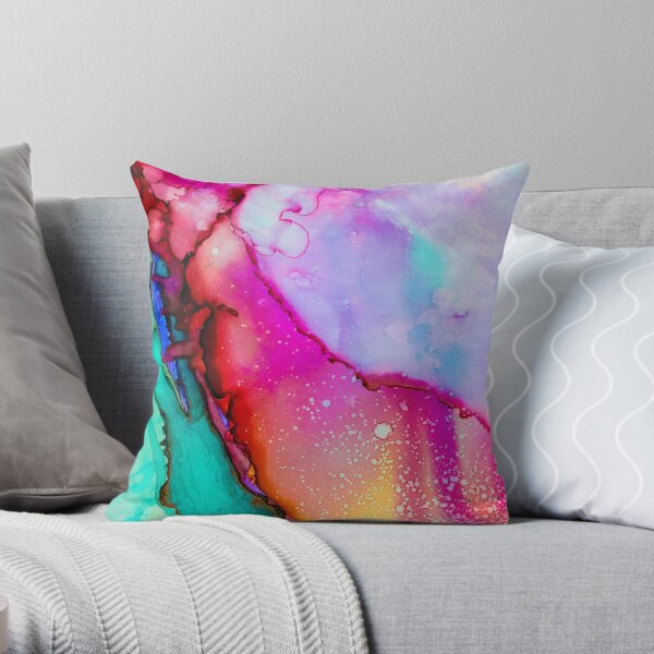 Bright Watercolour Design Throw Pillow