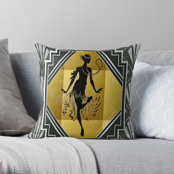 Art Deco Flapper Roaring 20's Gatsby Style Print Throw Pillow