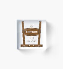 Oktoberfest Lederhosen Drinking T-Shirt - Funny German Tee Acrylic Block