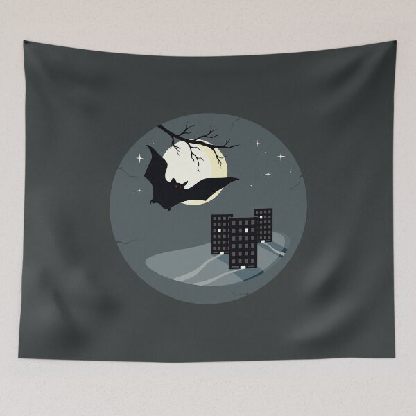 Item preview, A little world at night with a bat designed and sold by MarlowLoom.