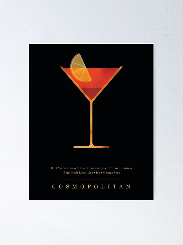 Alternate view of Cosmopolitan Cocktail - Classic Cocktails Series - Black and Gold - Modern, Minimal Decor Poster
