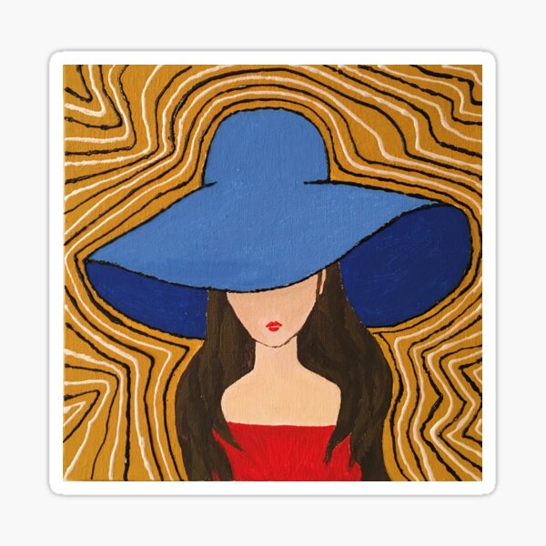 Lady in a blue hat Sticker