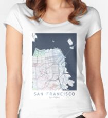 San Francisco City Map USA California Women's Fitted Scoop T-Shirt