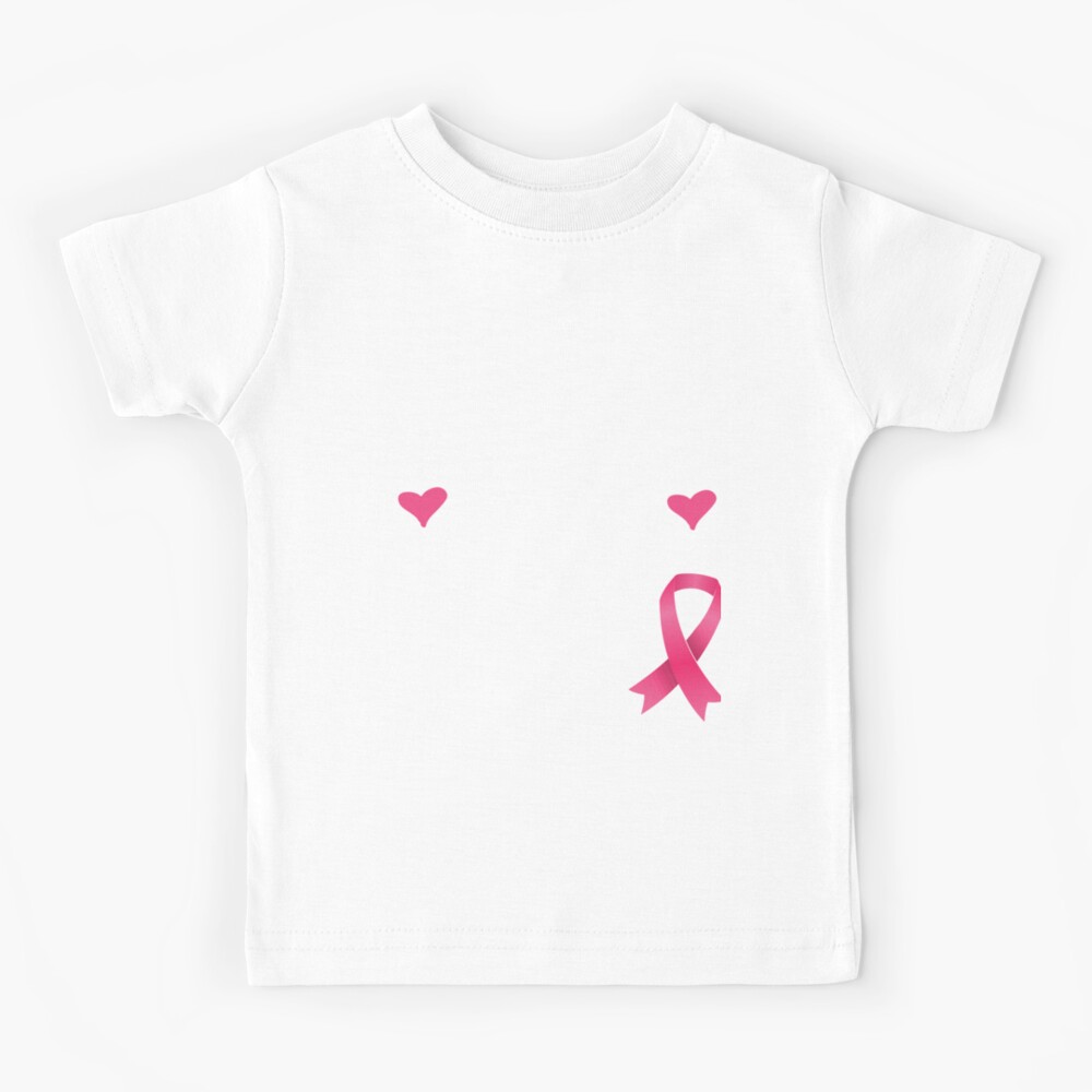 Pink Ribbon For My Mom Youth Kids T-Shirt Support Breast Cancer Awareness