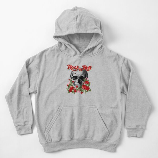Skull Made Of Roses Death Hardcore Biker Gothic Grim Hoodie Pullover Sweatshirt
