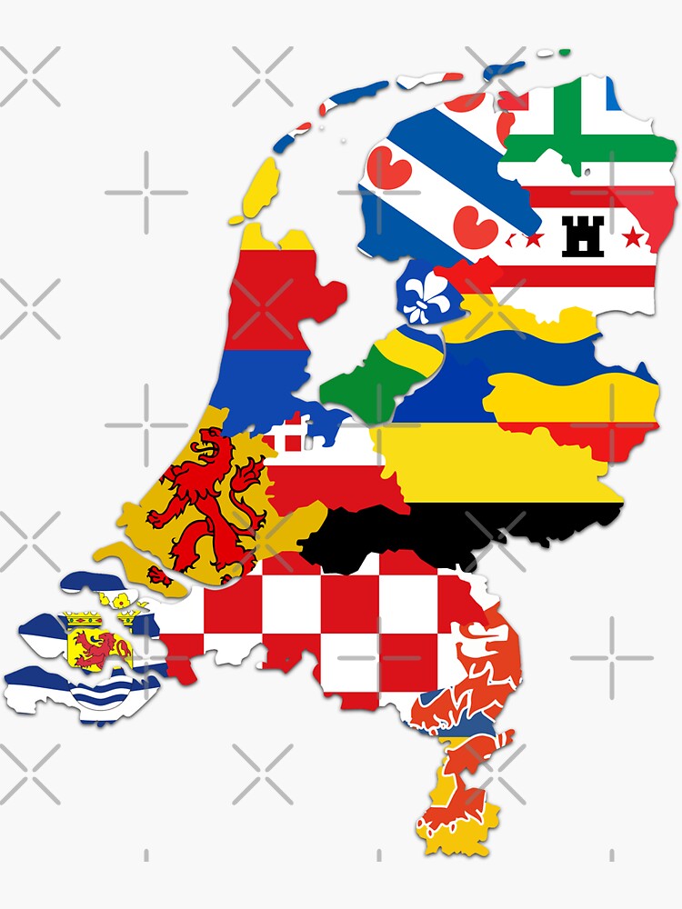 Dutch Provinces Flags Map Netherlands Holland Flagmap Sticker For