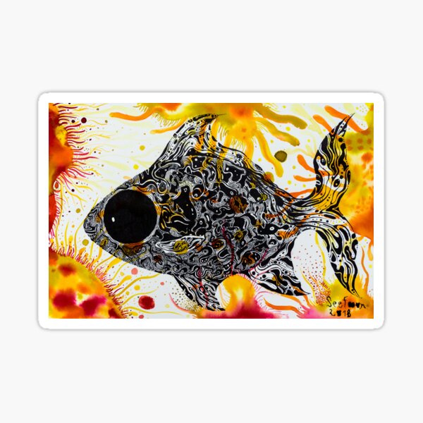 Orange fish Silver barb in aquatic weed home of Silver barb : House of hope Series Sticker