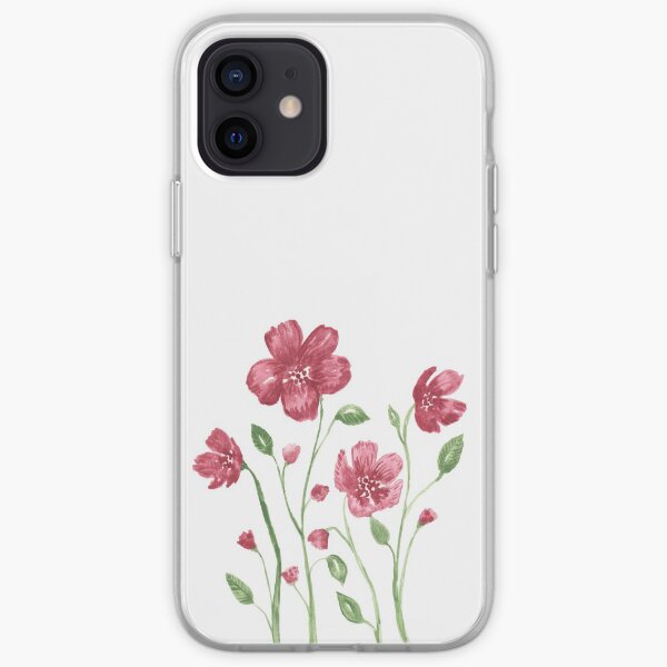 Watercolor flowers - soft red violet petals iPhone Soft Case