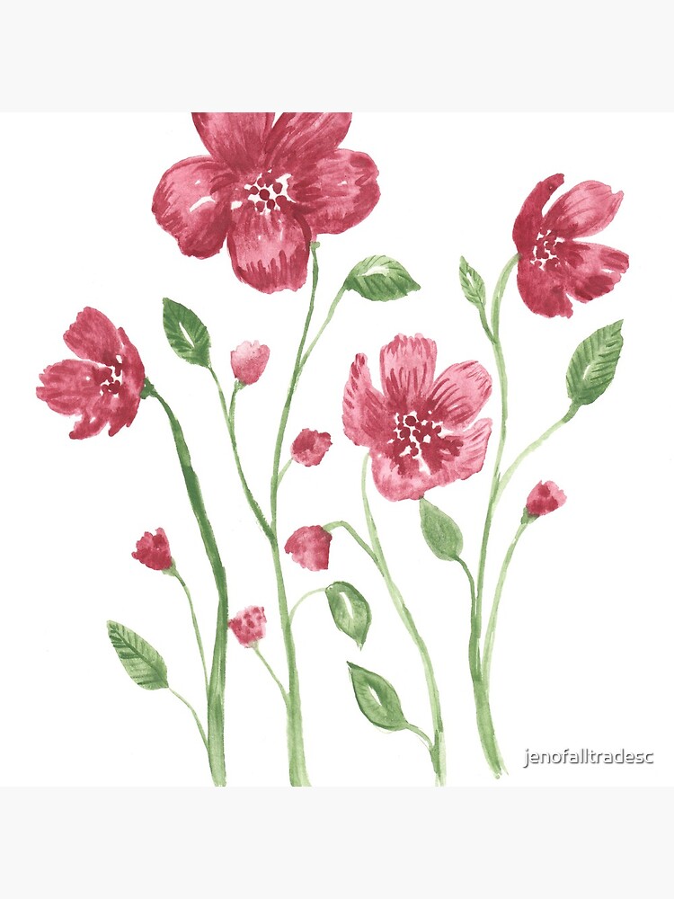 Watercolor flowers - soft red violet petals by jenofalltradesc