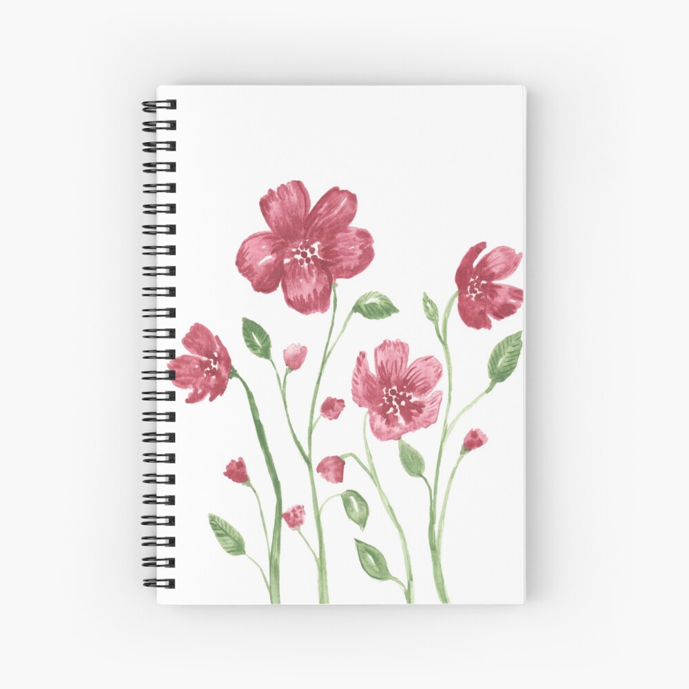 Watercolor flowers - soft red violet petals Spiral Notebook