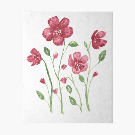 Watercolor flowers - soft red violet petals Art Board Print