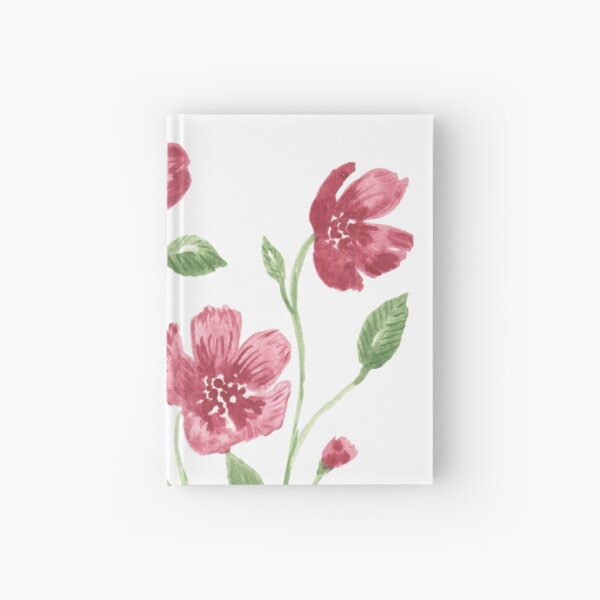 Watercolor flowers - soft red violet petals Hardcover Journal