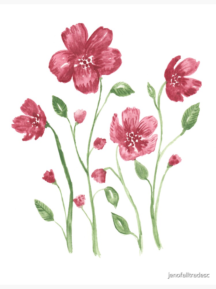 Watercolor flowers - soft red violet petals by jenofalltradesc