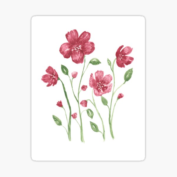 Watercolor flowers - soft red violet petals Sticker