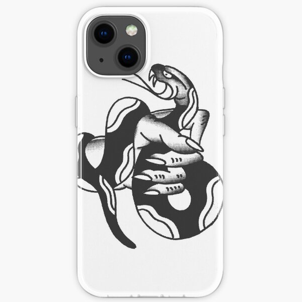 Traditional Hand Holding Snake Tattoo Design iPhone Soft Case