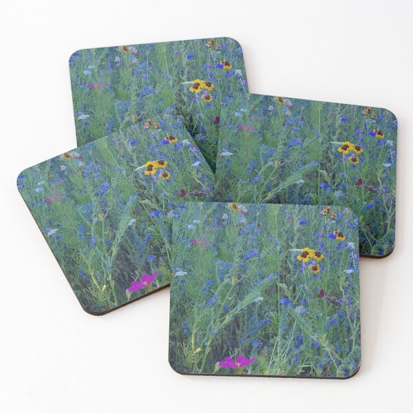 Item preview, Flowers Go Wild in Wimbledon 10 - field of blue and green with a hint of yellow and pink designed and sold by ellenhenry.