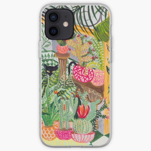 Chat noir dans le jardin Coque souple iPhone