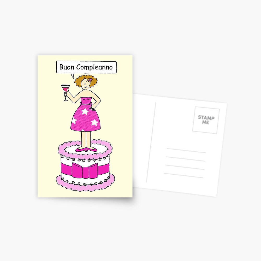 Carte Postale Buon Compleanno Joyeux Anniversaire En Italien Par Katetaylor Redbubble