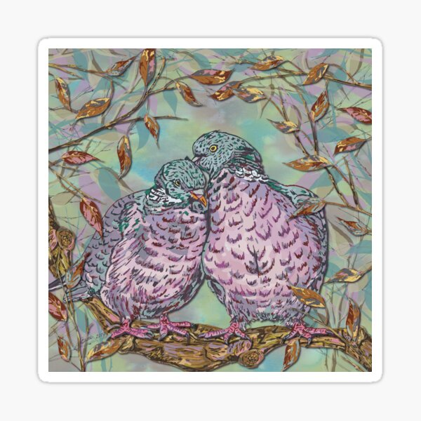 Loving Wood Pigeons Sticker
