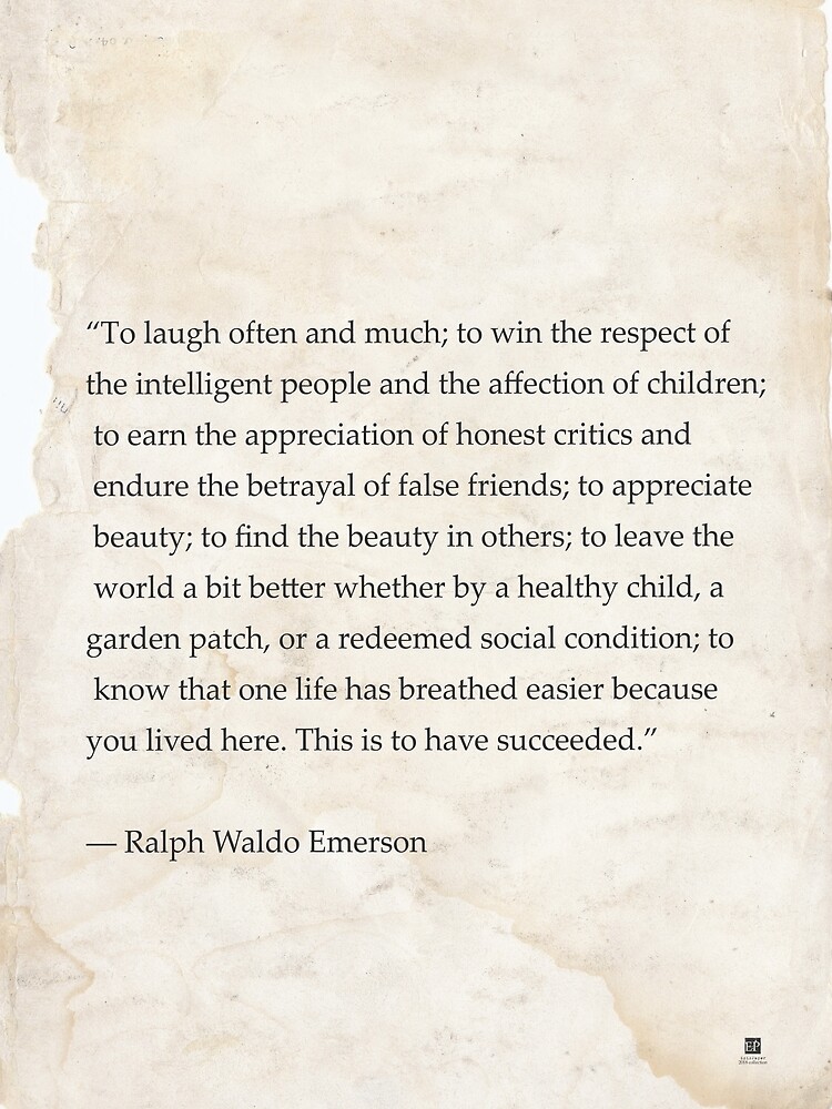 Ralph Waldo Emerson To Laugh Often To Laugh Often And Much; To Win The Respect Of The Intelligent People And  The Affection Of Children;...Ralph Waldo Emerson" Greeting Card By  Pagarelov | Redbubble