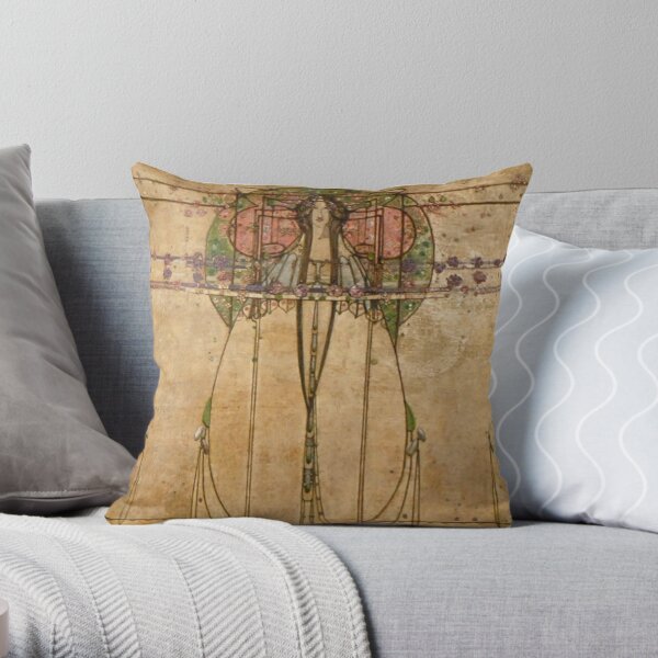 The May Queen. Cropped detail. 1900. Margaret Macdonald Mackintosh. Glasgow Style, Glasgow School. Throw Pillow