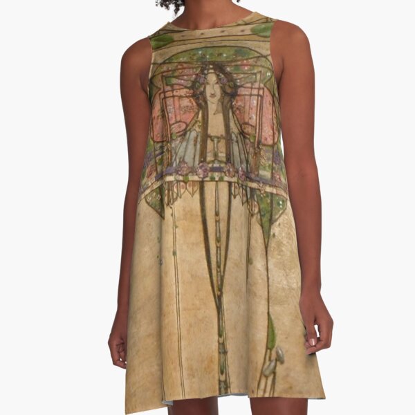 The May Queen. Cropped detail. 1900. Margaret Macdonald Mackintosh. Glasgow Style, Glasgow School. A-Line Dress