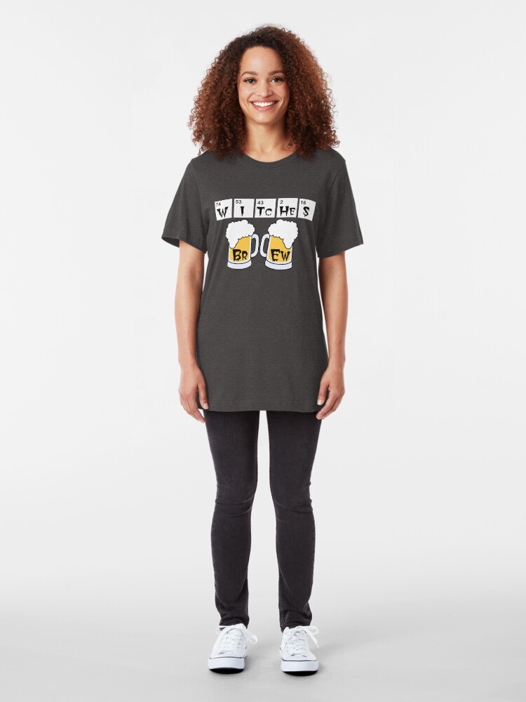 Alternate view of Witches Brew periodic table halloween t-shirt Slim Fit T-Shirt