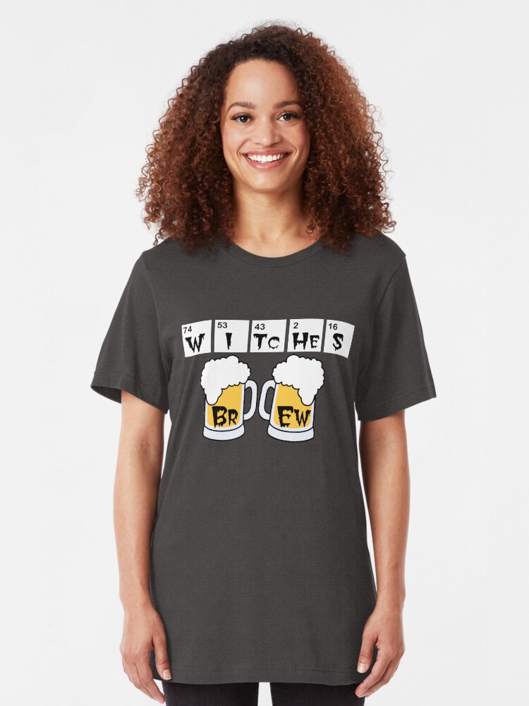 Alternate view of Witches Brew periodic table halloween t-shirt Slim Fit T-Shirt