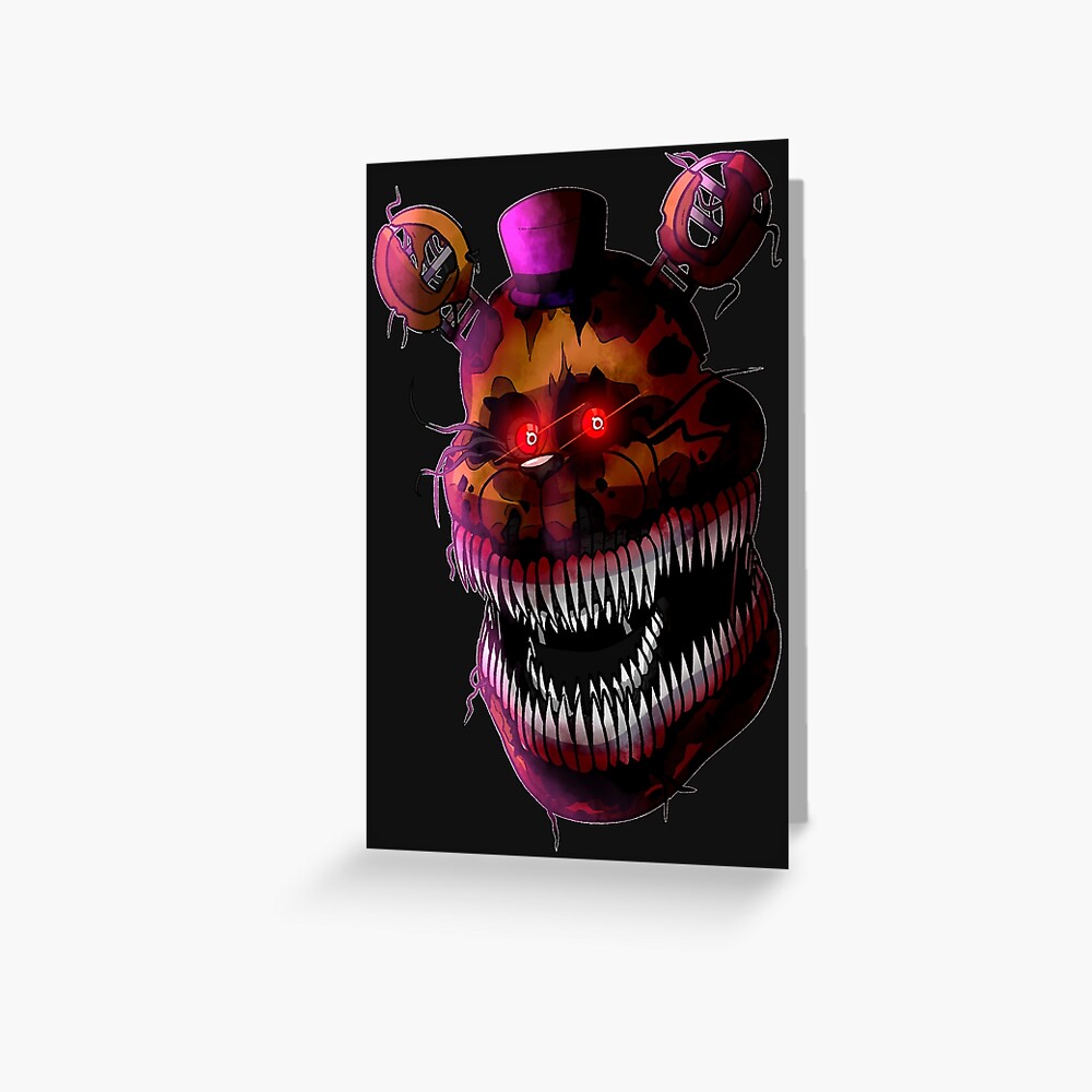 Personalized Fnaf Five Nights At Freddy's Nightmare Fredbear Birthday Card  - Red Heart Print