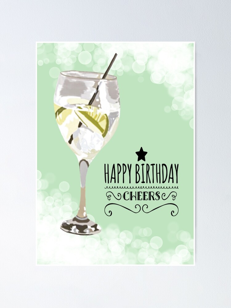 Gin Green Birthday Card Poster By Designsbysazyb Redbubble