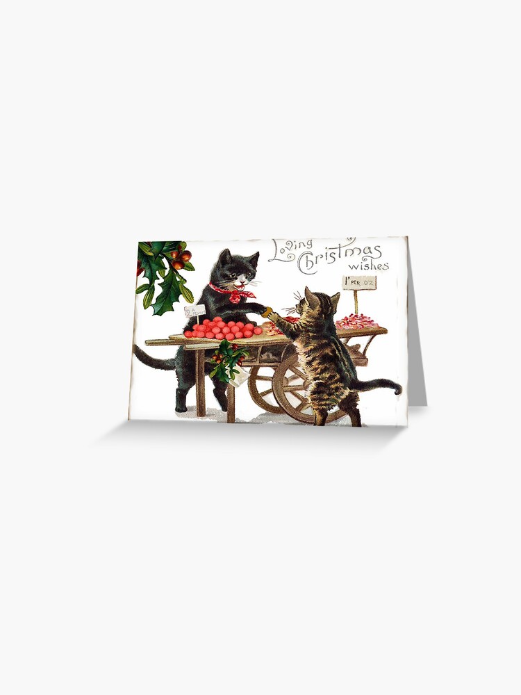 Victorian Christmas - Louis Wain Cats Greeting Card for Sale by