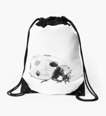 Beneficial Bugs - Black & White Sketch Drawing Ladybug Drawstring Bag