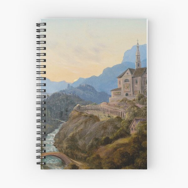Item preview, Mountainous Landscape with a River Valley and an Abbey at Evening Light (Carus) designed and sold by ArtHistorical.
