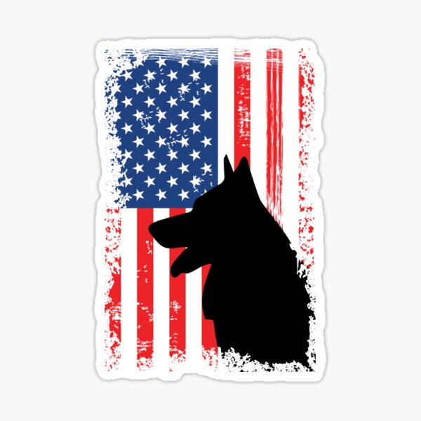 German Shepherd American Flag Shirt USA Patriotic Sticker