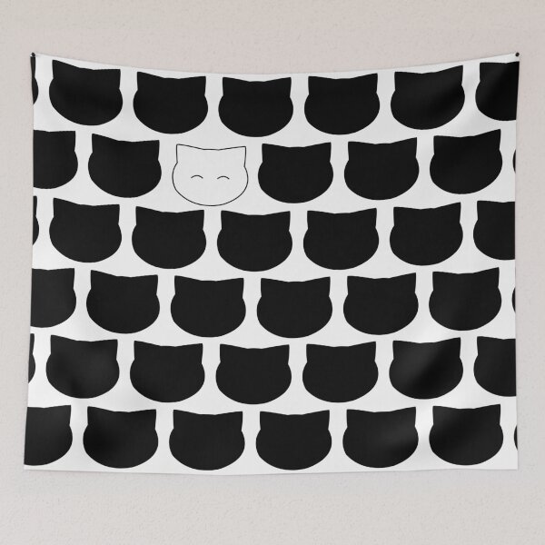 Item preview, Black, White Cat Pattern designed and sold by Andie Rey.