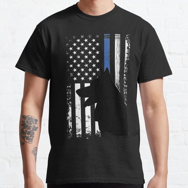 Thin Blue Line Flag K9 German Shepherd Police Dog Classic T-Shirt