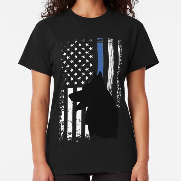 Thin Blue Line Flag K9 German Shepherd Police Dog Classic T-Shirt