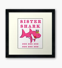 Schwester Shark doo doo doo Baby-Haifisch-Familie Gerahmtes Wandbild