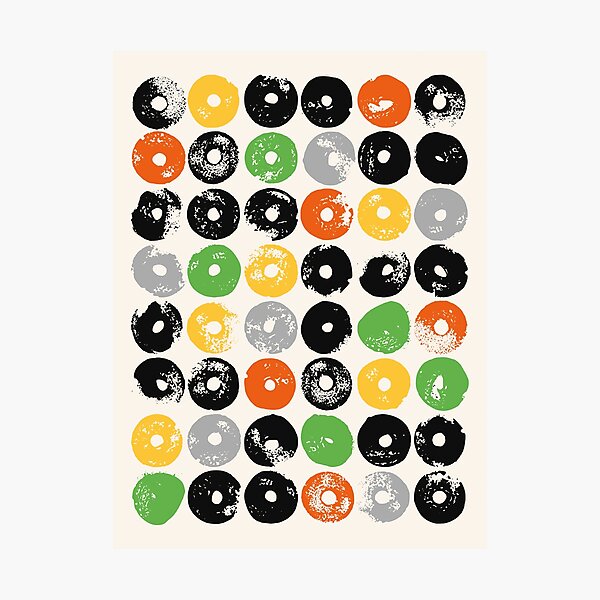 STARDISC, orange, green, yellow, black Photographic Print