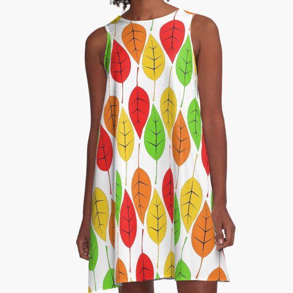 Cascading Autumn Leaves A-Line Dress