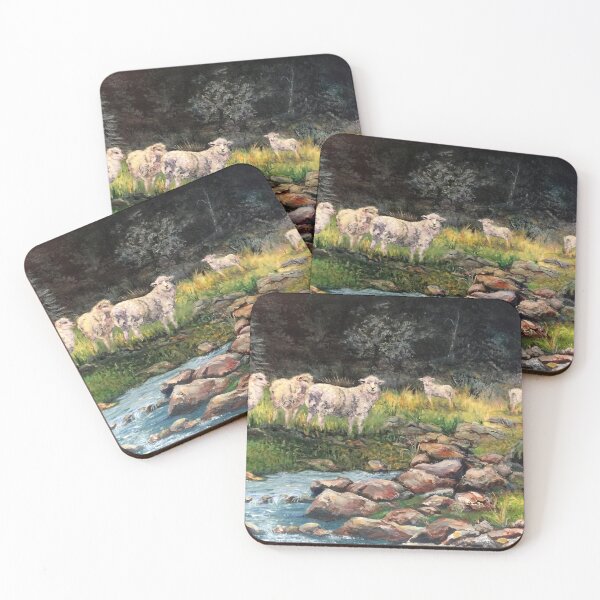 Item preview, New Zealand Grazing Sheep, Original Acrylic Painting designed and sold by Sharon Schwalbe.