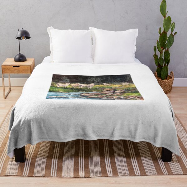 Item preview, New Zealand Grazing Sheep, Original Acrylic Painting designed and sold by Sharon Schwalbe.