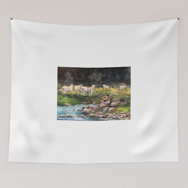 Item preview, New Zealand Grazing Sheep, Original Acrylic Painting designed and sold by Sharon Schwalbe.