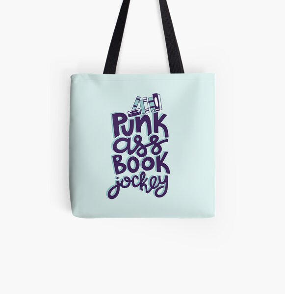 Punk Book Jockey Librarian Funny Design All Over Print Tote Bag