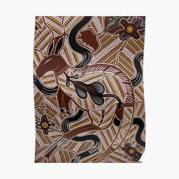 ganhur (kangourou rouge) de l'artiste aborigène australien S Hooper Poster