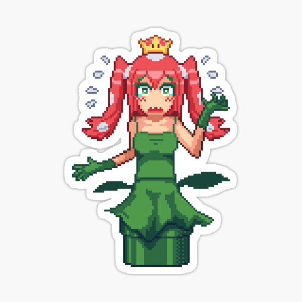 Princess Piranha Peach Pixel Art Sticker