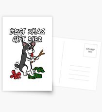 Funny Boston Terrier Best Xmas Gift Ever Christmas Postcards