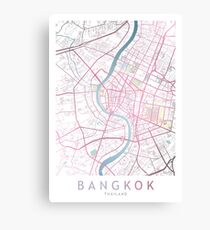 Bangkok City Map, Thailand, Aisa, World Travel, Traveler Gift Canvas Print