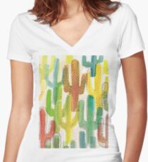 Cactus Women's Fitted V-Neck T-Shirt