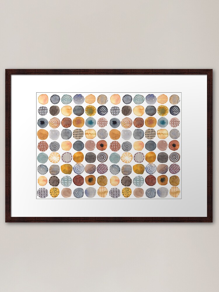 Alternate view of Neutrals circles rounds abstract watercolor painting Framed Art Print